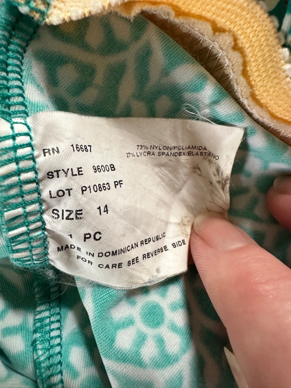 Teal Patterned One-Piece Swimsuit - Picture 8 of 8